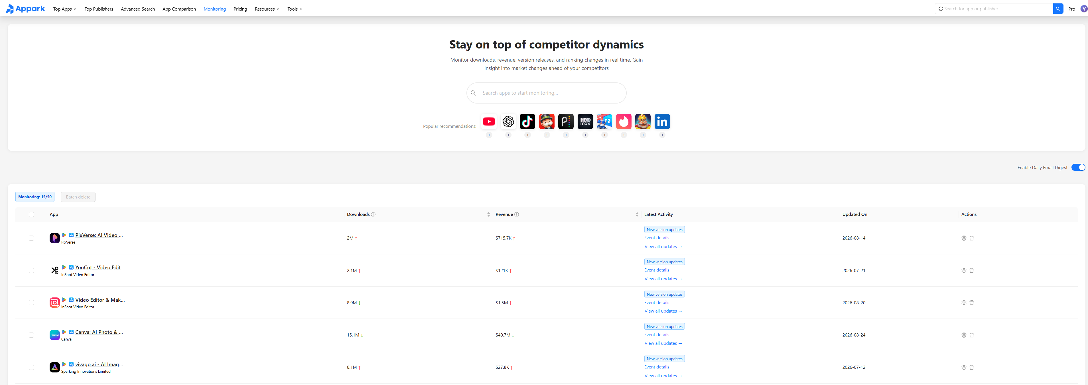 AI video app competitor comparison using Appark