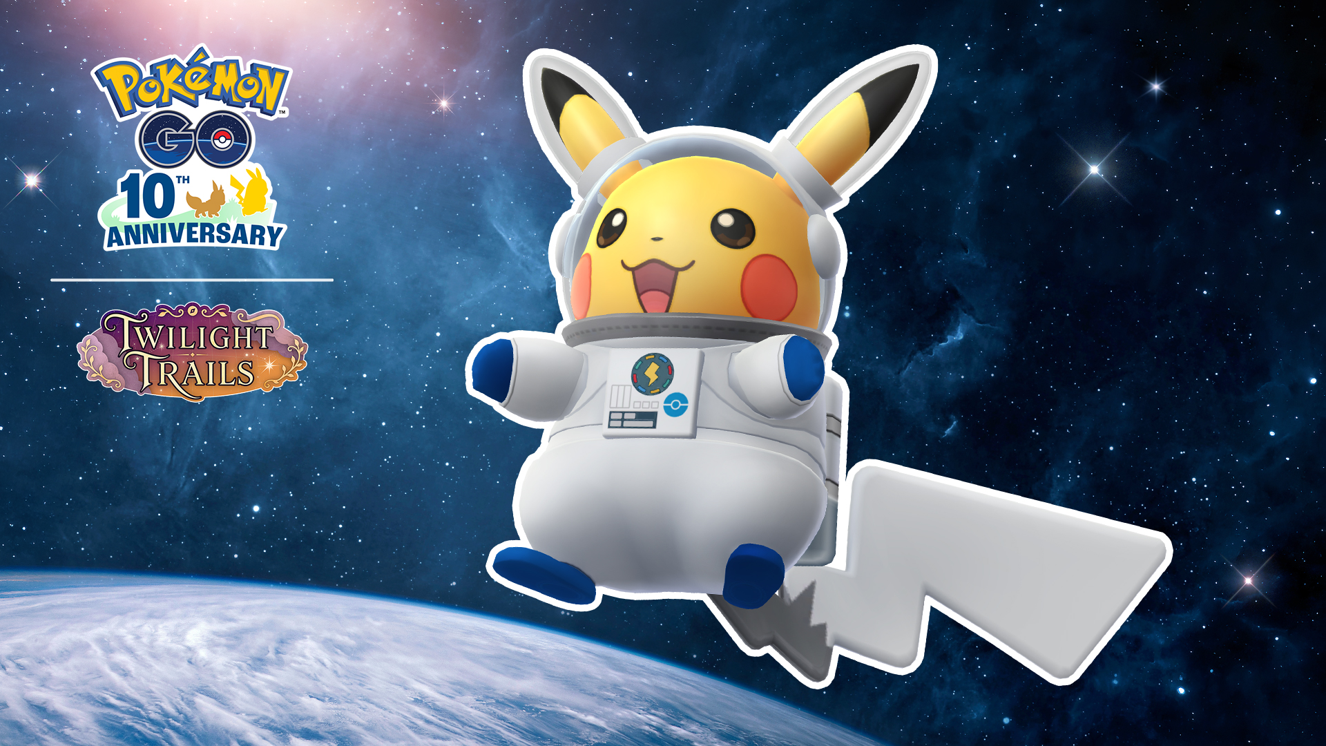 Pokémon GO十周年活动宣传图：宇航服皮卡丘